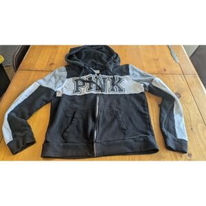 PINK Victoria's Secret Fleece Zip Hoodie Colorblock Logo Womens M
